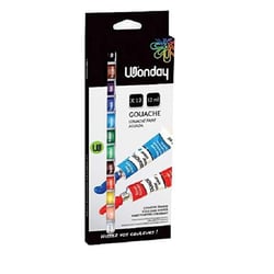 Boîte de 12 tubes - Peinture gouache WONDAY - Couleurs assorties - Fine