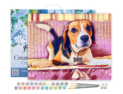 Peinture par Numéro Figured'Art avec Cadre - Beagle Mignon - Kit de Loisir Créatif DIY Numéro d'Art Complet - 40x50cm toile tendue sur châssis