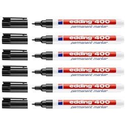 Lot de 6 marqueurs permanents - EDDING - Pointe fine 1 mm - Noir