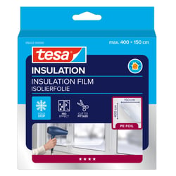 tesa Calfeutrer Film de Survitrage - Film Isolant Transparent pour Fenêtres - Ruban Adhésif Double Face d'Installation inclus - 4 m x 1,5 m