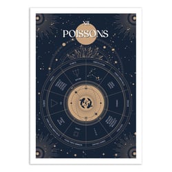 Affiche 30x40 cm - Poissons Signe du Zodiac - Frog Posters