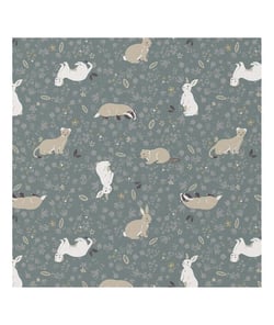 Tissu coton enfant hermines, lapins, castors de 135 cm de largeur pigeon vendu par 50 cm