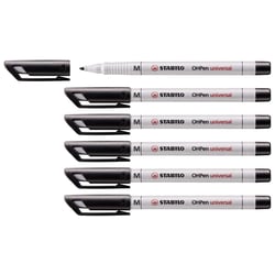 Lot de 6 feutres pour transparents encre soluble pointe médium - STABILO - Noir - OHPen