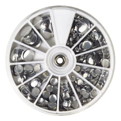 Rivets Hotfix, différ. tailles 3 - 10 mm, argent, boîte de rangement 560 pièces