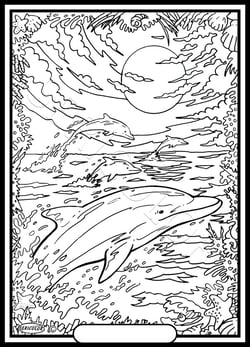 Tableau velours a colorier DAUPHIN CREPUSCULE Sericolor