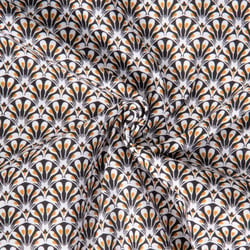 Tissu Coton imprimé Arty éventails Gaudi sur fond Noir