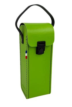 Sacoche rigide vert anis pour 3 boules de pétanque + cochonnet avec poignée en cuir - Maroquinor