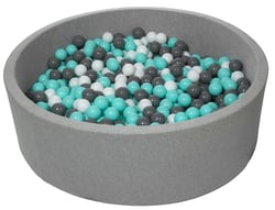 Piscine à balles pour enfant, diamètre env.125 cm, Aire de jeu + 900 balles blanc, gris, turquoise - Velinda