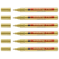 Lot de 6 marqueurs peinture permanents - EDDING - Pointe ronde 1-2 mm - Or