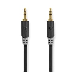 Nedis Câble Audio Stéréo Rond 2 Connecteurs Jack 3.5mm Mâle 2m Gris anthracite