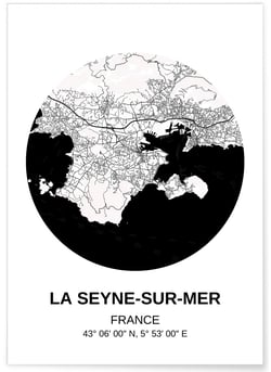 Affiche Carte La Seyne-sur-Mer | A3 : 29,7x42cm