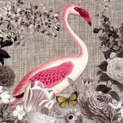 Lot de 4 serviettes en papier découpage collage 33 cm FLAMAND ROSE A 810