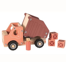 Grand camion en bois avec 3 containeurs - Egmont Toys - Beige