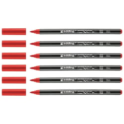Lot de 6 feutres porcelaine pointe pinceau 1-4 mm - EDDING - Rouge