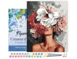 Peinture par Numéro Figured'Art avec Cadre - Beauté derrière les fleurs - Kit de Loisir Créatif DIY Numéro d'Art Complet - 40x50cm toile tendue sur châssis