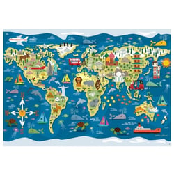 Puzzle mappemonde monuments et animaux 200 pieces - planisphere, carte, geographie - educa - 19292
