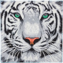 Tableau Broderie Diamant Crystal Art 30x30cm Tigre des neiges
