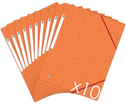 Lot de 10 Chemises TopFile+ 3 Rabats et Elastiques Carte Lustrée Assorties