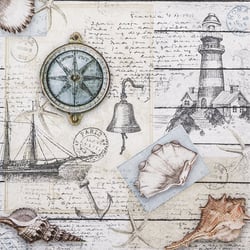Lot de 4 serviettes en papier découpage collage 33 cm AMBIANCE MARINE M 204