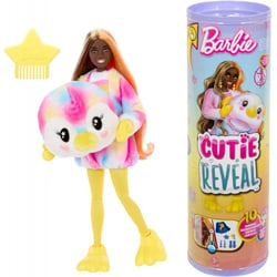Poupée barbie cutie reveal pingouin 10 surprises - costume peluche animal - mattel - hrk40