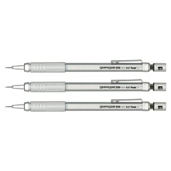 Lot de 3 porte-mines Pentel Graphgear 500 - Mine 0,5 mm - Argent