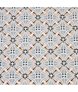 Tissu coton Fleur Capucine de 150 cm de largeur Gris/cuir Multicolore vendu par 50 cm