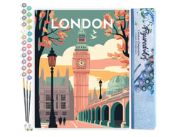 Peinture par Numéro Figured'Art Affiche Vintage Londres 2 - Activité Manuelle Kit de Loisir Créatif DIY Numéro d'Art Complet - 40x50cm sans châssis en bois