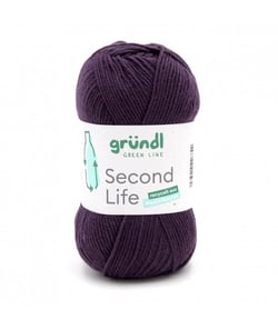 Fil à tricoter durable SECOND LIFE - 100GR - Grundl - Certifié Oeko-Tex Violet (03)
