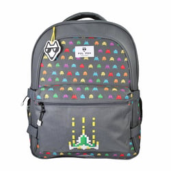 Sac à dos scolaire - POL FOX Space Invader - Gris - poche réversible, 2 compartiments