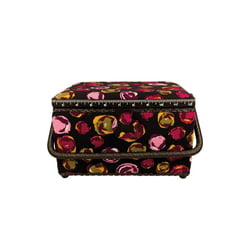 Boîte à couture 18,5x26x16cm bulles fuchsia fonds noir