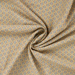 Tissu Voile de Coton digital brodé Milo motif Aztèque sur fond Jaune