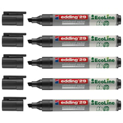 Lot de 5 marqueurs tableau blanc EDDING Ecoline - Noir - Pointe biseautée 1-5 mm