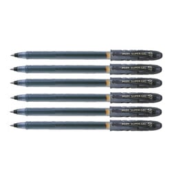 Lot de 6 Stylos Roller Super Gel 07 Pointe Moyenne Noir