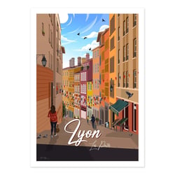 Affiche 30x40 cm - Lyon Les Pentes - Benoit Collet