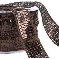 Bobine galon paillettes 14,5m marron café