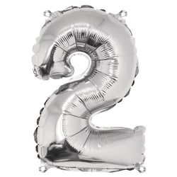 Ballon Chiffre 2, 40cm, 1pce. , argent