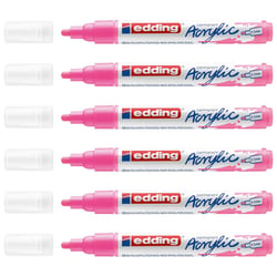 Lot de 6 marqueurs acryliques - EDDING - Pointe moyenne 2-3 mm - Rose fluorescent