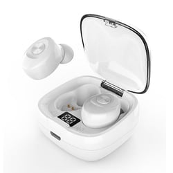 Ecouteurs Bluetooth Rose Avec Affichage Digital Et Boîtier De Charge Magnétique Blanc YONIS