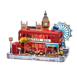 Paysage Anglais - Book Nook Kit DIY - Maquette 3D Bois Londres Bus - LED