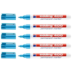 Marqueur permanent pointe fine - EDDING - Bleu Clair - Lot de 5