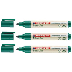 Lot de 3 marqueurs permanents pointe ronde moyenne - EDDING - Vert - 1,5-3 mm