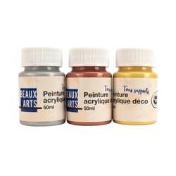 Peinture acrylique 50ml 3 pièces - Doré Argenté Cuivré