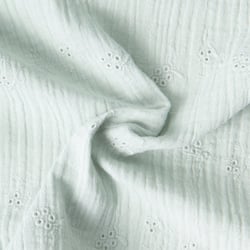Tissu Double gaze de Coton Brodé Loline sur fond Vert menthe clair