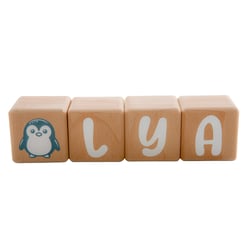 4 cubes bois lettres blanches - prénom bébé chambre enfant