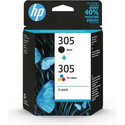 305 Pack de 2 Cartouches d'Encre Noire et Trois Couleurs Authentiques (6ZD17AE)