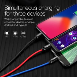 Triple Câble USB Vers Lightning USB-C Micro USB pour iPhone Samsung Xiaomi 30cm