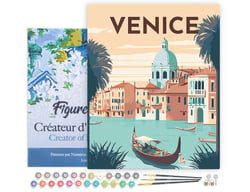 Peinture par Numéro Figured'Art avec Cadre - Affiche Vintage Venise - Kit de Loisir Créatif DIY Numéro d'Art Complet - 40x50cm toile tendue sur châssis