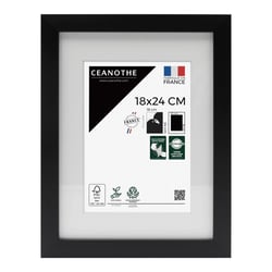 Cadre photo 18x24 cm Milan noir  avec passe-partout 13x18 cm