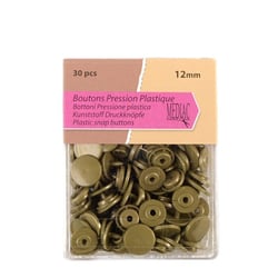 Lot de 30 boutons pression 100% plastique couleur bronze 12mm