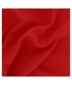 Tissu Double Gaze de coton gaufrée de 130 CM de largeur 0004 Rouge vendu par 50 cm